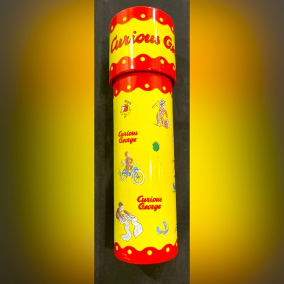 Curious George Monkey Metal Tin Cool Colorful Kaleidoscope Toy By Schylling Rare - Picture 1 of 2